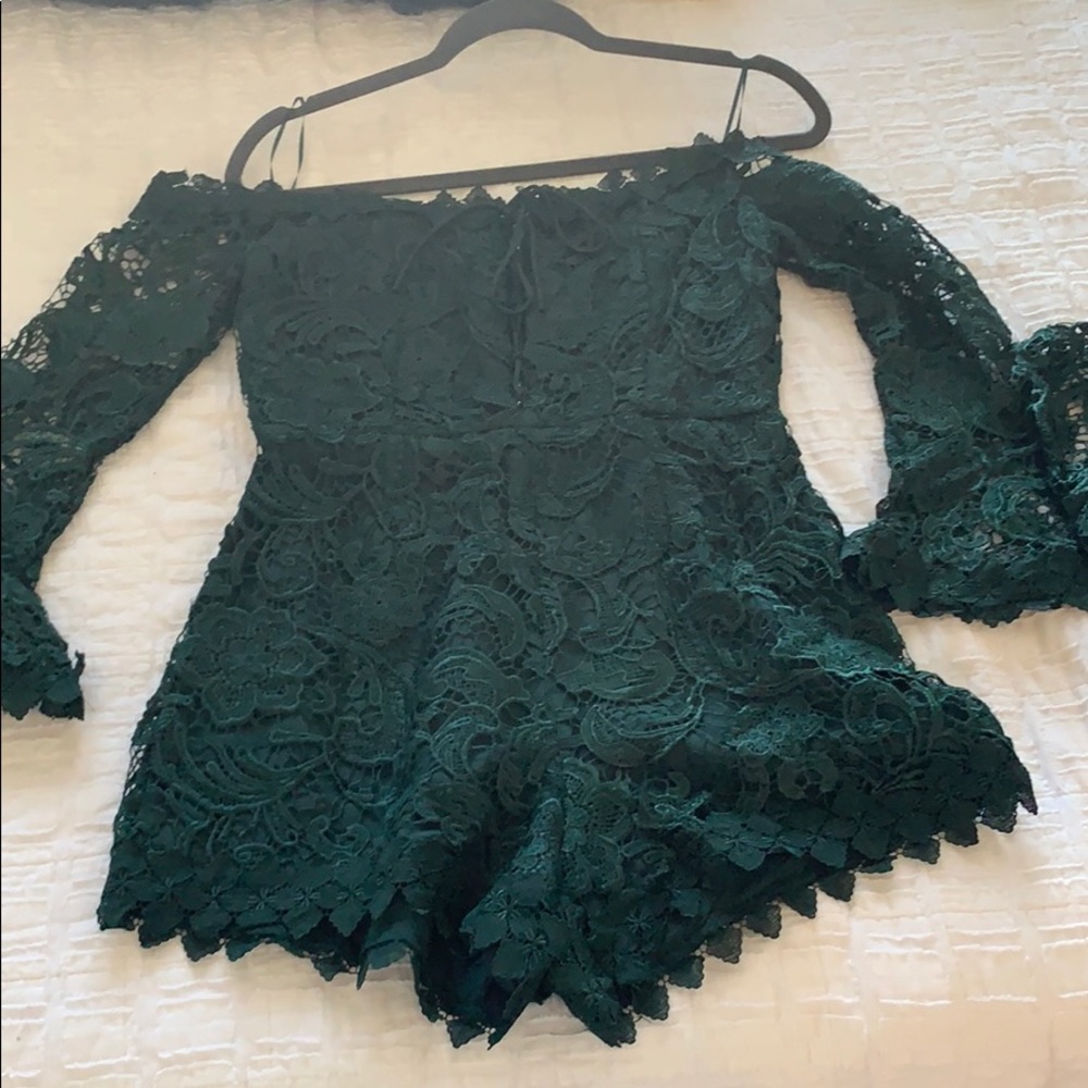 Never worn: green lace romper